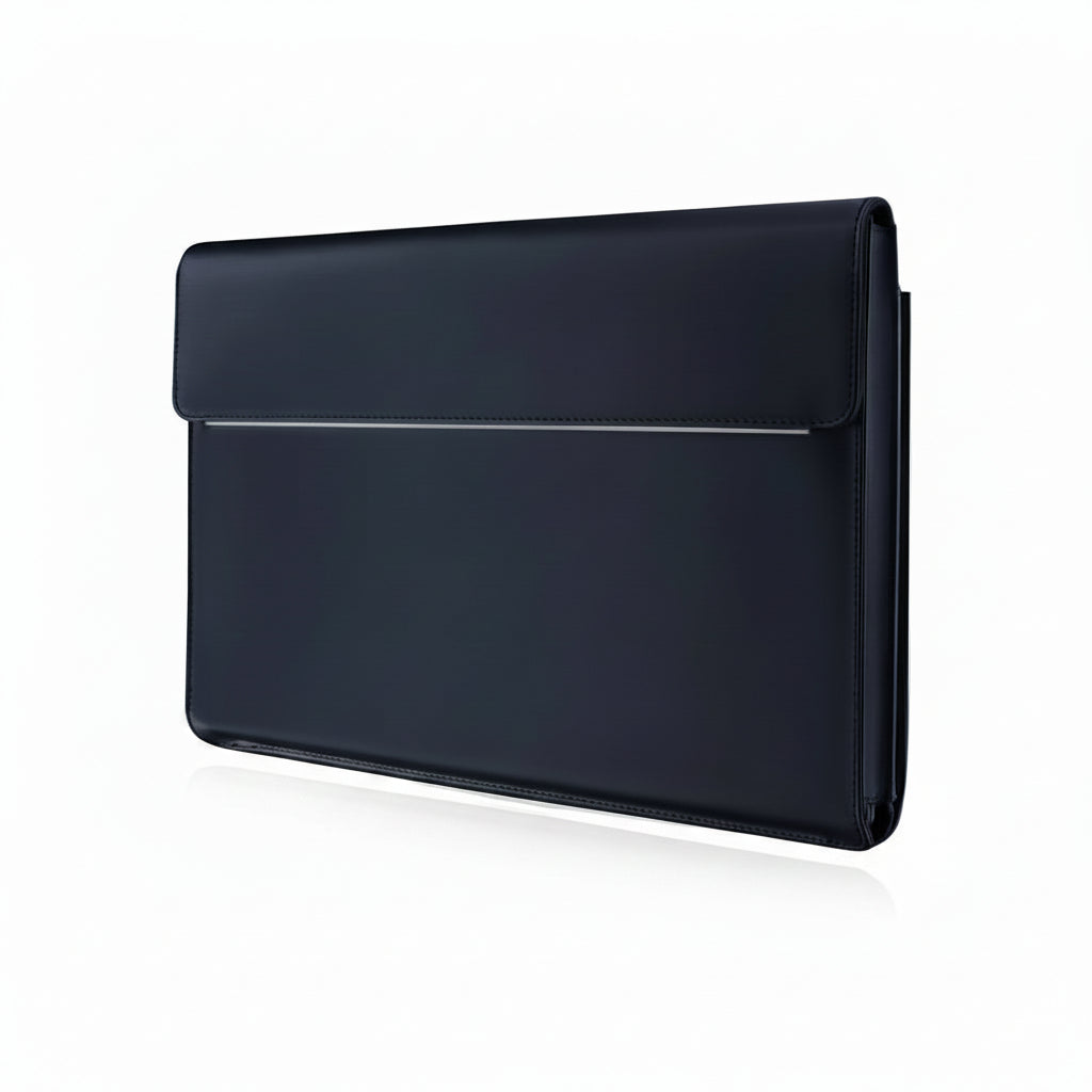 Black laptop sleeve on a white background